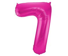 Folat 631976 - Folienballon Zahl 7 - magenta - ca. 86 cm