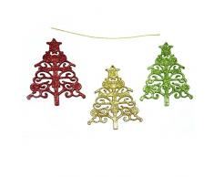 Gifts 4 All Occasions Limited SHATCHI-515 Weihnachtsbaum mit Glitzer, 3 Stück