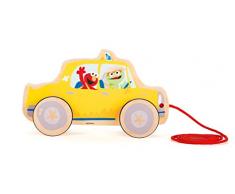 Small Foot 10979 Sesamstrasse Zieh-Taxi von der Marke Holz, 100% FSC-Zertifiziert, Ziehspielzeug für Kinder ab 1 Jahr Spielzeug, Mehrfarbig