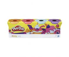 Play-Doh 4er-Pack Sweet, tolle Farben für Kinder ab 2 Jahren, 112g-Dosen (pink, hellblau, Hellorange, lila), Knete für fantasievolles und kreatives Spielen