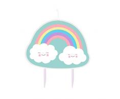 amscan 9904311 Geburtstagskerze Rainbow & Cloud, Rosa, Gelb, Blau und Lavendel