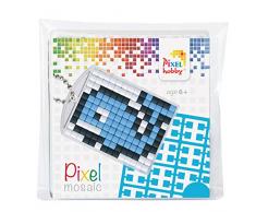 Pracht Creatives Hobby P23023 - Pixel Set Medaillon Delfin, Schlüsselring, Anhänger, für Kinder, Jungen und Mädchen, ideal als kleines Geschenk, Mitgebsel, für den Kindergeburtstag