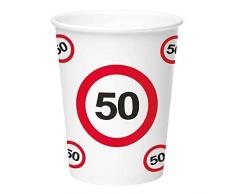 Folat NEU Becher Verkehrsschild 50, 350 ml, 8 Stück