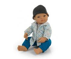 Miniland 31559 Puppenkleidung, blau, weiß, braun, grau, 38-40 cm