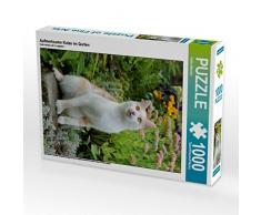 Aufmerksame Katze im Garten 1000 Teile Puzzle hoch