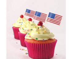 Gifts 4 All Occasions Limited SHATCHI-1220 SHATCHI 500 Stück USA-amerikanische Flagge Picks Cocktail Sticks Cupcake Topper für Patriotische Mottoparty 4. Juli Dekorationen mehrfarbig