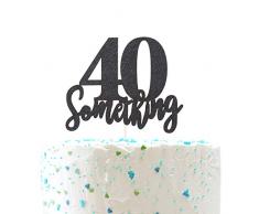 40 Something Cake Topper, lustiger 40. Geburtstag, Cheers to 30 Years Party-Dekorationen (doppelseitig, schwarzer Glitzer)