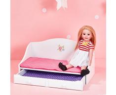 Olivias World 18 Zoll Babypuppen-Möbel Holz Puppen-Rollbett Ausziehbett TD-0096A