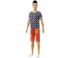 Barbie FXL62 - Ken Fashionistas Puppe im Hipster Outfit mit schwarzen Haaren, Puppen Spielzeug ab 3 Jahren