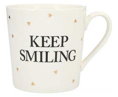 Depesche 5909.013 Tasse mit Henkel, aus Porzellan, 300 ml, mit Aufschrift, Keep Smiling, Mehrfarbig