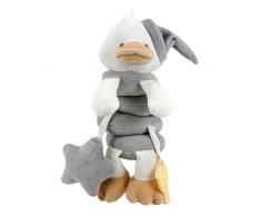 Kögler 20364 Greifspirale für Babys aus weichem Plüsch, Ente in grau, zum Befestigen an Kinderwagen, Laufgitter, Babyschale und Bett, ca. 17 x 30 cm groß