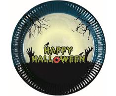 Procos 90973 Partyteller Halloween aus Pappe, 8 Stück, schwarz, blau, beige