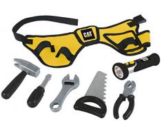 Theo Klein 3222 CAT Werkzeuggürtel mit batteriebetriebener Taschenlampe, 7-teilig, Spielzeug, Multicolor
