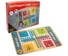 Idena 40126 Spielteppich Ludo ca. 130 x 93 cm mit 16 Spielfiguren und einem Würfel, Gesellschaftsspiel für drinnen und draußen geeignet, bunt
