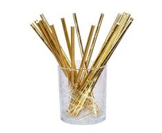 Boland 50006 - Papierstrohhalme Gold, 20 Stück, Länge 20 cm, umweltfreundlich, Trinkhalme, Papierhalme, Cocktail Party, Beach Party, Garten Party, Partygeschirr, Motto Party, Jubiläum
