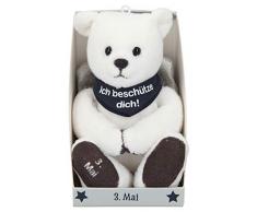Depesche 8139.124 - Schutzengel Bär aus Plüsch, ca. 9 cm, mit Datum 03. Mai, Geschenk für Geburtstag, Jahrestag oder Hochzeitstag