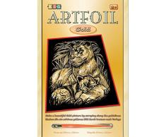 MAMMUT 8260603 - Artfoil, Kratzbild, Tiermotiv, Löwen, gold, Komplettset mit Kratzbild, Kratzmesser und Anleitung, Scraper, Scratch, glänzend, Kratzset für Kinder ab 8 Jahre