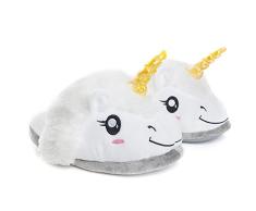 Katara 1775 - Bunte Kuschelige Plüsch Einhorn Hausschuhe Schuhe Pantoffeln Slipper, Geschenk, Einheitgroße 36-44, Weiß