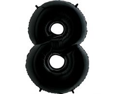 Trendario Folienballon Zahl 8 (Schwarz) - XXL Riesenzahl 100cm Ballon - Helium Luftballons für Geburtstag, Partydeko, Hochzeit (Zahl 0, Silber)