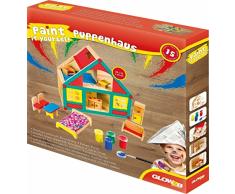 Glow2B Germany 5058054006 - Puppenhaus zum anmalen aus Holz mit Möbeln, Farbe und Pinsel