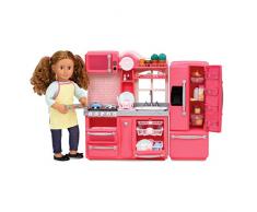 Our Generation Gourmet Spielküche Set für Kinder zum Spiel mit grossen Puppen (46 cm) - 79-teilig, pink, Puppenzubehör, Spielzeug ab 3 Jahren