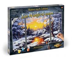 Schipper 609260786 - Malen nach Zahlen - Ein Wintertraum - Bilder malen für Erwachsene, inklusive Pinsel und Acrylfarben, Triptychon 50 x 80 cm