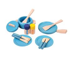 Inspirierende Kindergärten 14044 Holz Töpfe und Pfannen Set, blau