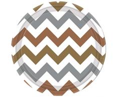 Amscan International 541656 18 cm Mixed Metals Chevron Papier Teller