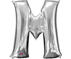 amscan 3297101 Folienballon Buchstabe M, Silber