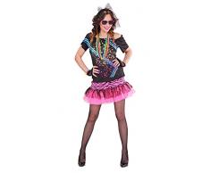 Widmann 98893 - Erwachsenenkostüm, 80er Jahre Rock Girl, T-Shirt, fingerlose Netzhandschuhe und Stirnband aus Spitze, Rock, Outfit, Retro Style, verschiedene Größen, Bad Taste Party
