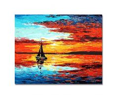 BOSHUN Malen nach Zahlen DIY Ölgemälde für Kinder Erwachsene Anfänger- Sonnenuntergang 16x20 Zoll Leinwanddruck Wandkunst Dekoration (Ohne Rahmen)