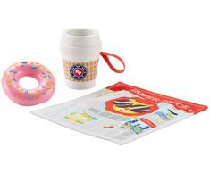 Fisher-Price FGH85 - Coffee to Go Kaffeebecher mit Donut Rassel und Zeitung, Baby Geschenkset mit 3 Babyspielzeugen, Spielzeug ab 3 Monaten