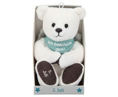 Depesche 8139.187 - Schutzengel Bär aus Plüsch, ca. 9 cm, mit Datum 05. Juli, Geschenk für Geburtstag, Jahrestag oder Hochzeitstag