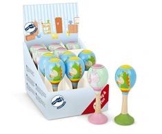 Small Foot 11039 Display Musikrasseln Einhorn Luna und Drache Merlin 12 Stück, FSC 100%-Zertifiziert, Holzrasseln für Kinder Spielzeug, Mehrfarbig