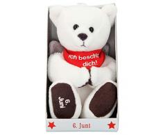 Depesche 8139.158 - Schutzengel Bär aus Plüsch, ca. 9 cm, mit Datum 06. Juni, Geschenk für Geburtstag, Jahrestag oder Hochzeitstag