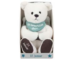 Depesche 8139.027 - Schutzengel Bär aus Plüsch, ca. 9 cm, mit Datum 27. Januar, Geschenk für Geburtstag, Jahrestag oder Hochzeitstag