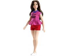 Mattel Barbie - Fashionistas Puppe, im pinken Oberteil und roten Shorts