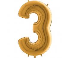 Trendario Folienballon Zahl 3 (Gold) - XXL Riesenzahl 100cm Ballon - Helium Luftballons für Geburtstag, Partydeko, Hochzeit (Zahl 0, Silber)