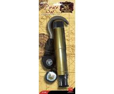 Piraten-Set mit Haken Teleskop Kompass und Augenklappe, One Size