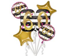 Amscan 3717501 Folienballon Bouquet Birthday 60 Jahre - Pink & Gold