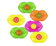 Boland 30776 - Pfeiflippen, 6 Stück, Größe 4 x 6 cm, Plastik, Sirenen, Pfeifer, Pfeifen, Mundpfeife, Krachmacher, Mitgebsel, Kindergeburtstag, Pinata, Spielzeug