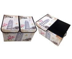 GMMH Aufbewahrungsbox mit Deckel gepolstert Paris Rom England London Kiste Organizer (Pisa)