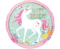 amscan 3727201 Folienballon Magical Unicorn Happy Birthday, Mehrfarbig