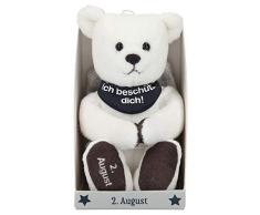 Depesche 8139.215 - Schutzengel Bär aus Plüsch, ca. 9 cm, mit Datum 02. August, Geschenk für Geburtstag, Jahrestag oder Hochzeitstag