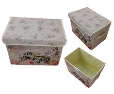 GMMH Aufbewahrungsbox mit Deckel Lein Paris Rom England London Kiste Organizer (Paris Auto)