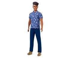 Barbie FXL61 - Ken Fashionistas Puppe im Blumenhemd mit braunen Haaren, Puppen Spielzeug ab 3 Jahren