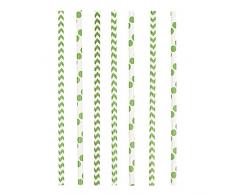 amscan - 9900202 - 24 Paper Trinkhalme Kiwi Dots und Chevron