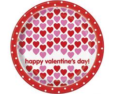 Partybecher mit Herzmotiv, 255 ml Speiseteller rot / pink