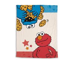 Nici 41978 Sesamstraße Fleecedecke Krümelmonster und Elmo, Rot