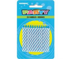 Unique Party Supplies Gestreift Geburtstagskerzen, 24 Stück